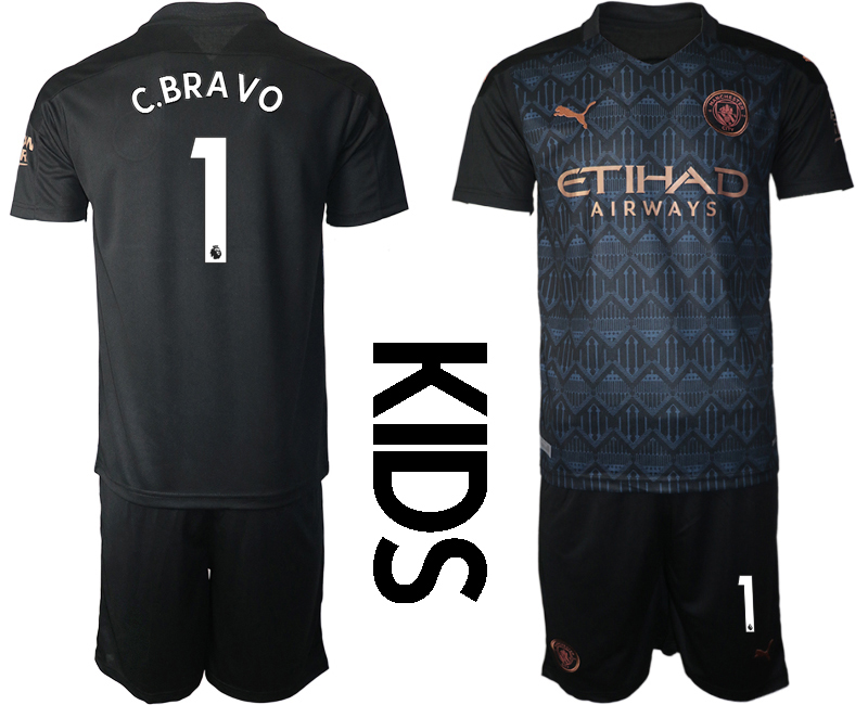 Youth 2020-2021 club Manchester City away black #1 Soccer Jerseys->manchester city jersey->Soccer Club Jersey